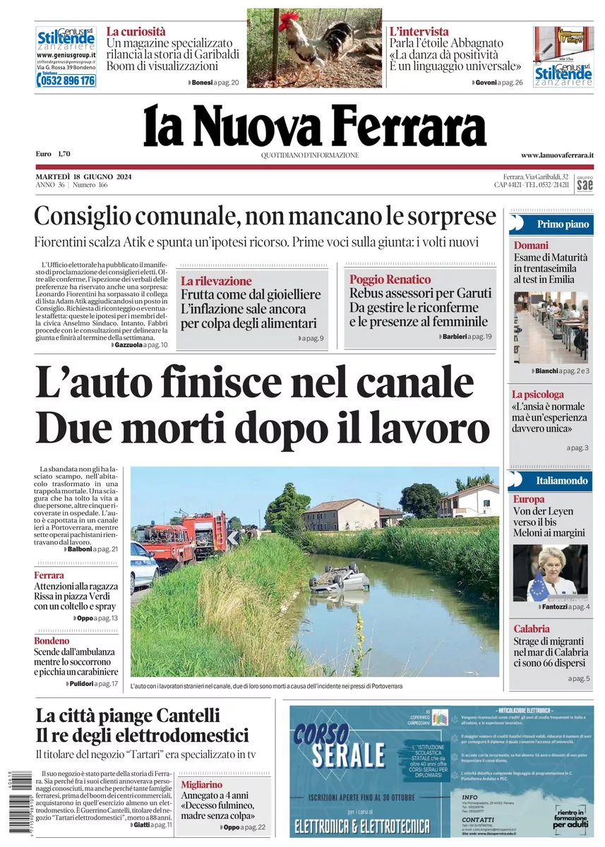 Prima-pagina-nuova ferrara-oggi-edizione-del-2024-06-18